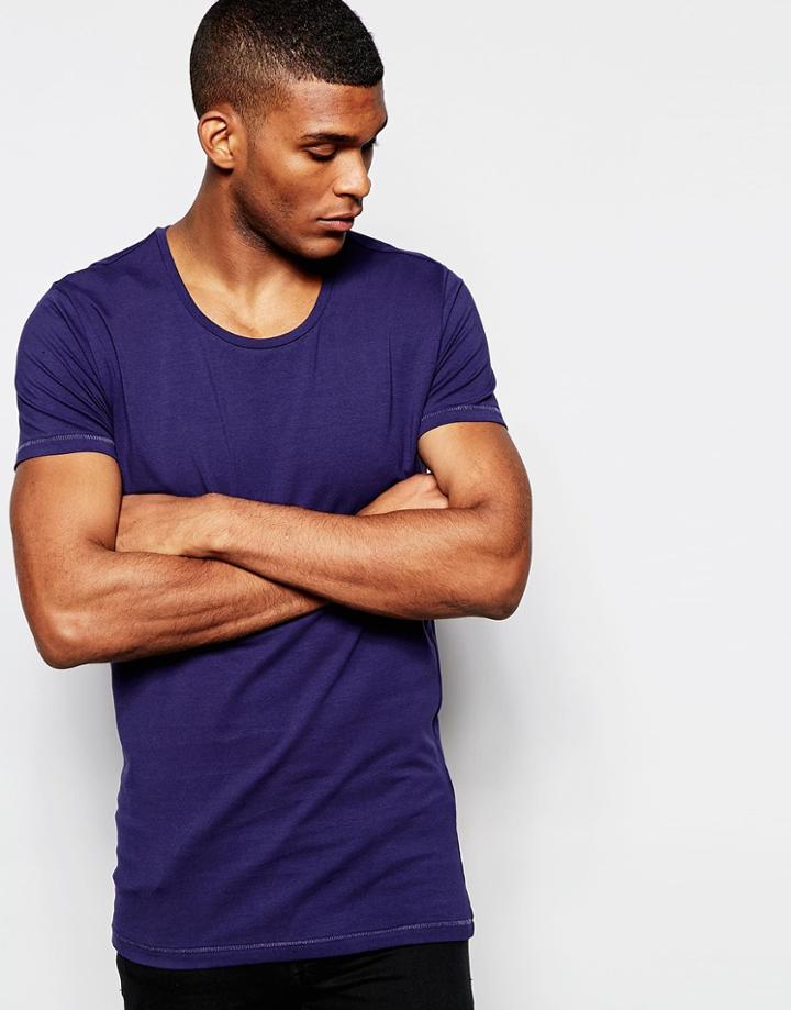 Vito Scoop Neck T-shirt - Admiral Navy