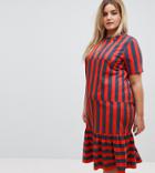 Asos Curve Midi Block Stripe T-shirt Dress - Multi