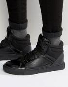 Asos High Top Sneakers In Black - Black
