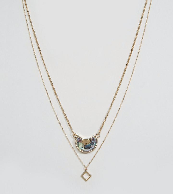 Designb Square & Stone Pendant Necklaces In 2 Pack Exclusive To Asos - Gold