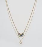 Designb Square & Stone Pendant Necklaces In 2 Pack Exclusive To Asos - Gold