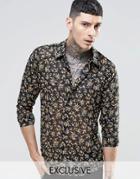 Reclaimed Vintage Chiffon Shirt In Floral Print In Regular Fit - Black