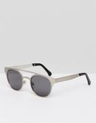 Komono Finley Round Sunglasses With Double Brow In Silver - Silver