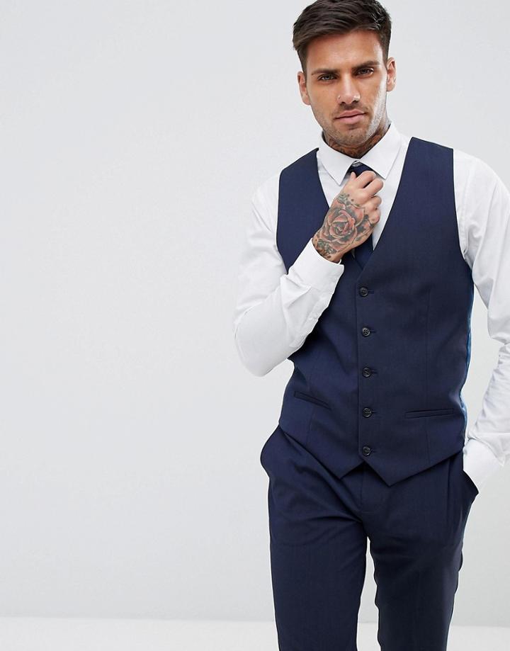 River Island Suit Vest In Dark Blue - Navy