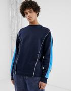 Collusion Oversized Sweatshirt With Colored Piping In Navy - Navy