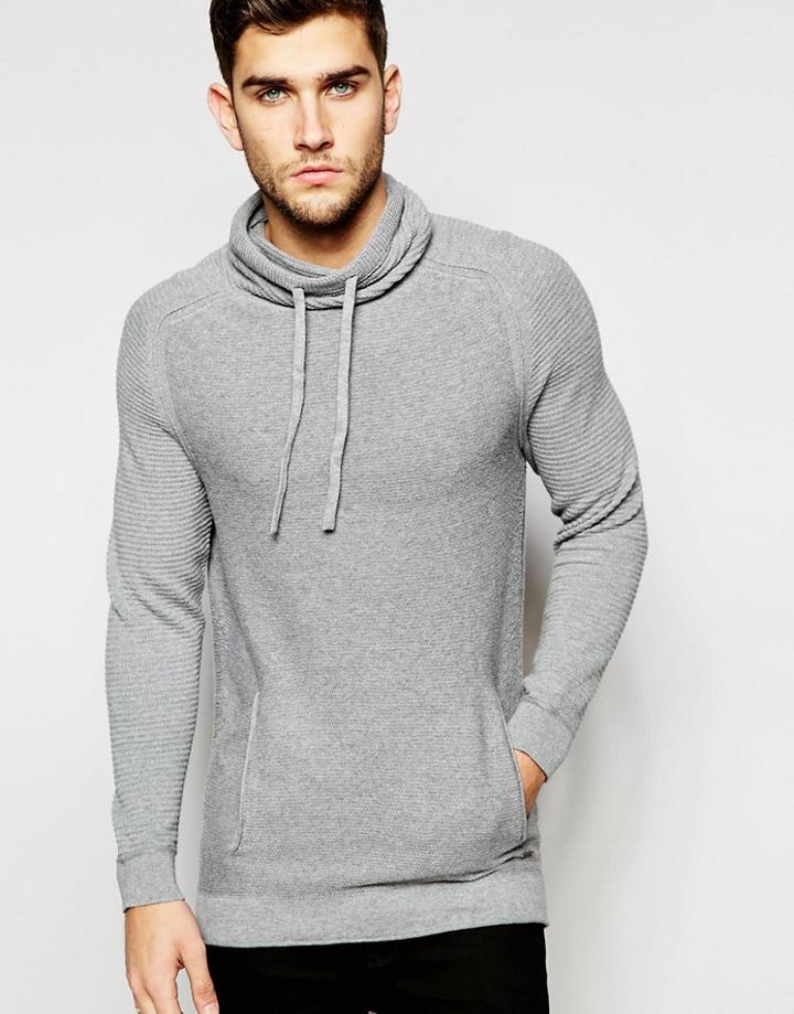 Boss Orange Sweater With Cowel Neck - Gray