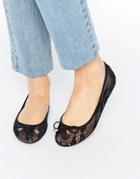 Asos Lisa Lace Ballet Flats - Black