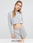 Stitch & Pieces Slouchy Crop Top - Gray