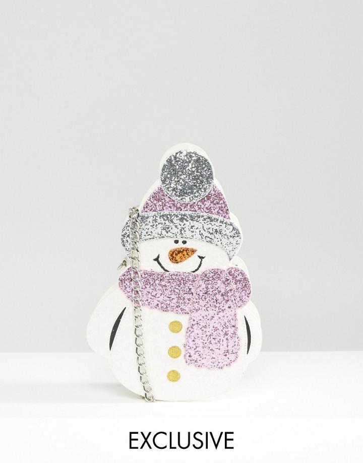 Valery Exclusive Snowman Glitter Cross Body Bag - Multi