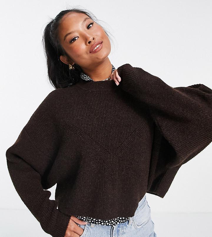 Miss Selfridge Petite Batwing Sweater In Chocolate-brown