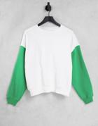 Asos Design Cocoon Sweatshirt With Contrast Sleeve In White