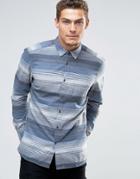 Esprit Twill Striped Shirt In Slim Fit - Blue