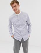 Selected Homme Slim Grandad Collar Shirt With Light Blue Stripe - Blue