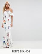 City Goddess Petite Bandeau Maxi Dress In Floral Print - White