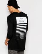Asos Relaxed Longline Long Sleeve T-shirt With Tokyo Back Print - Black