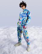 Asos Actual Relaxed Sweatpants In Polar Fleece With All Over Ski Print In Blue - Part Of A Set-blues