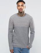 Asos Stripe Sweater With Waffle Texture - Gray