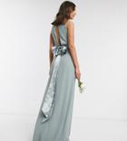Tfnc Tall Bridesmaid Cowl Neck Bow Back Maxi Dress Dress In Sage-green