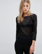 Blend She Tilly Lace Front Top - Black