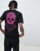 Diamond Supply Fasten T-shirt With Skull Back Print In Black - Black