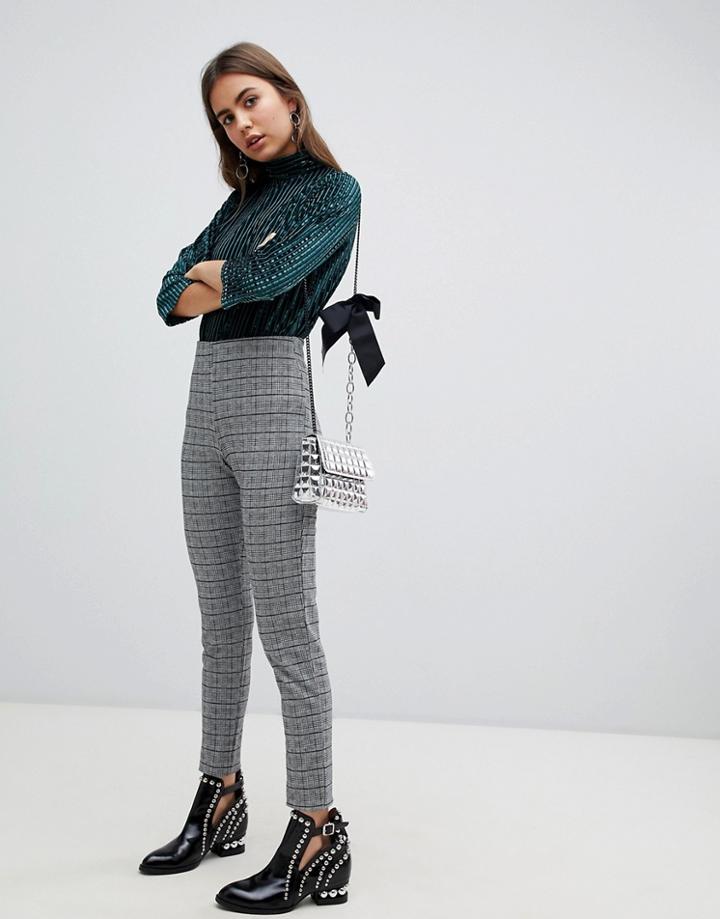 B.young Check Leggings - Black