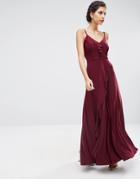 Asos Wedding Cami Frill Maxi Dress - Red