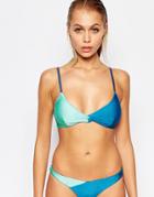Minkpink Sea Splice Twist Front Bikini Top - Blue