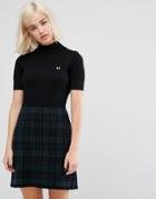 Fred Perry High Neck Knitted Dress With Print - Black
