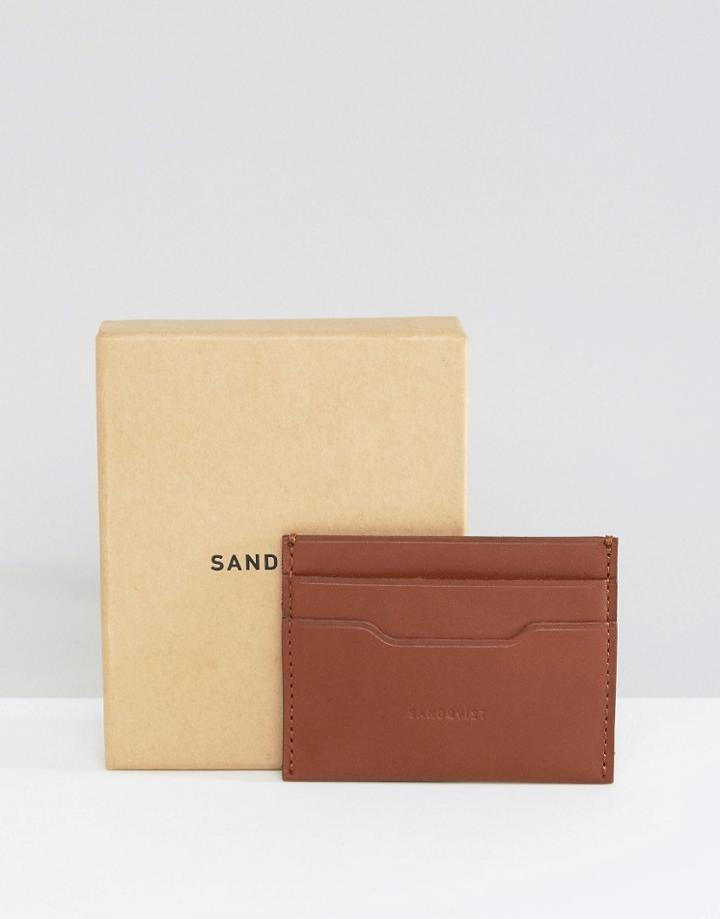 Sandqvist Buck Leather Cardholder In Brown - Brown