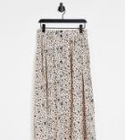 Asos Design Petite Button Through Midi Skirt With Deep Pocket Detail In Animal Print-multi