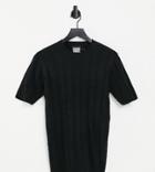 Reclaimed Vintage Inspired Knitted Muscle Fit Short Sleeve Top In Black-white