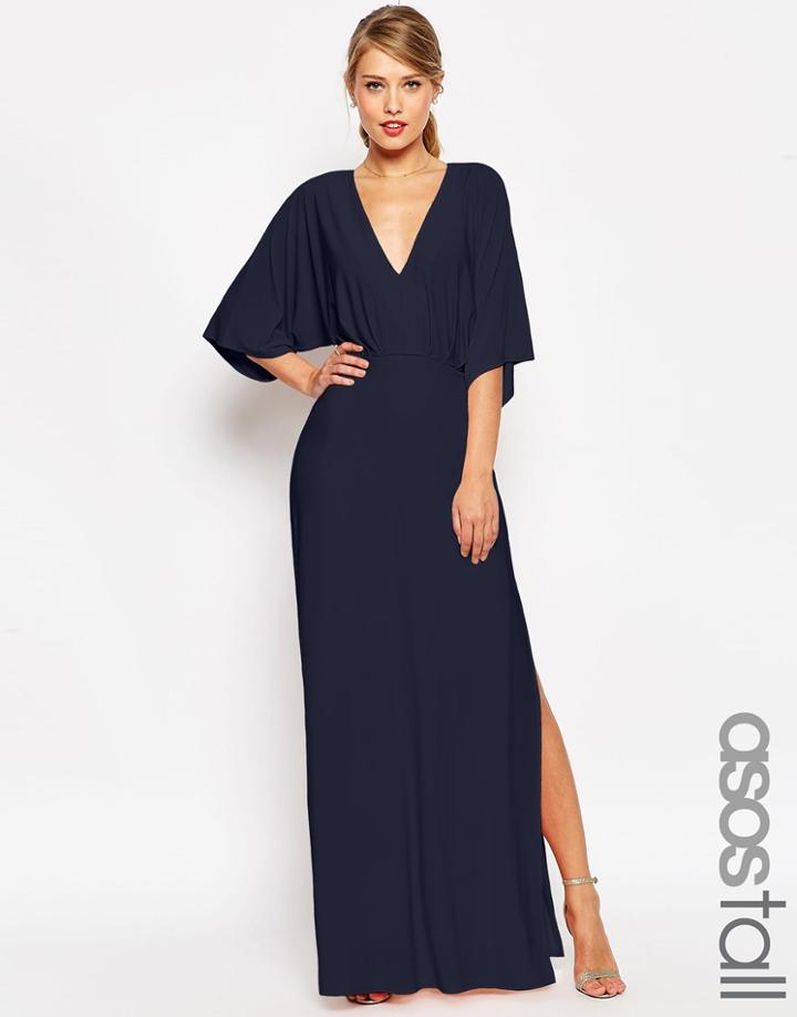 Asos Tall Kimono Plunge Maxi Dress - Navy $37.50