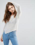 Brave Soul V Neck Boyfriend Sweater - Gray