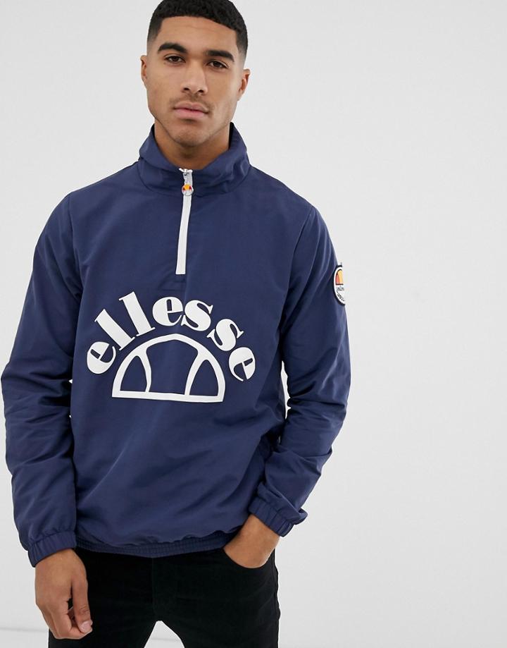 Ellesse Junio Overhead Windbreaker With Large Logo In Navy - Navy