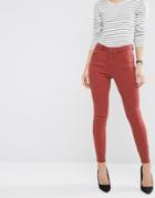 Asos Ridley High Waist Skinny Jeans In Rust - Red