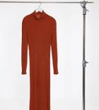 Y.a.s Tall Long Sleeve Rollneck Sweater Dress In Rust-brown