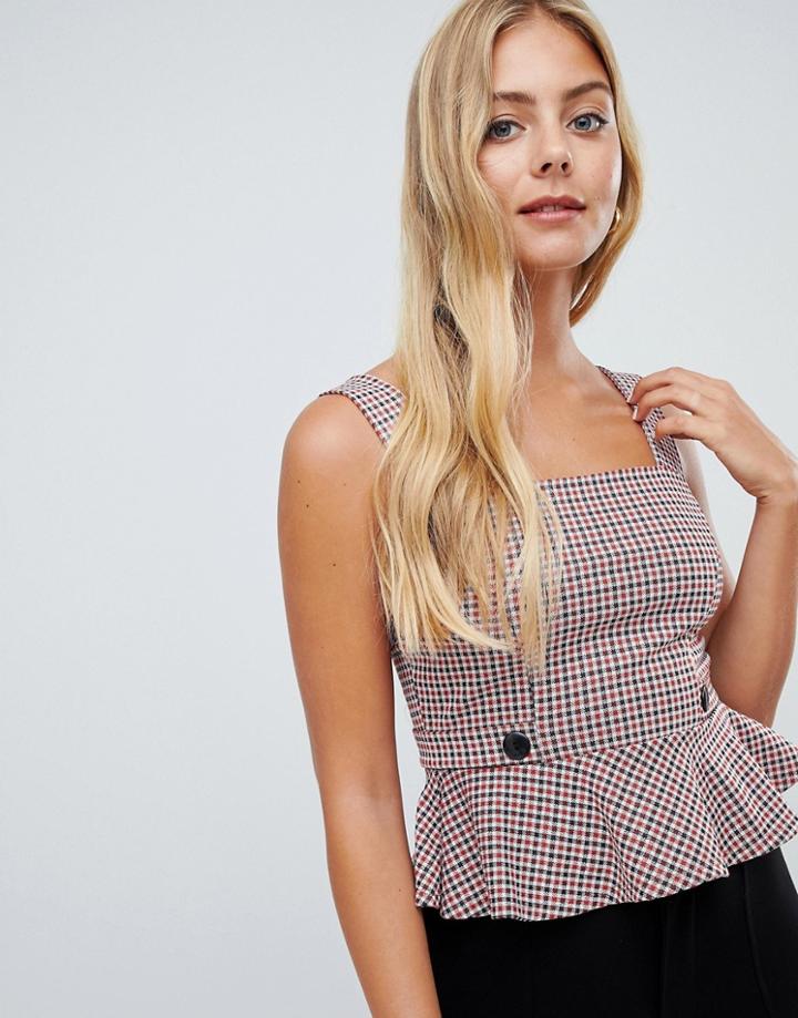 Miss Selfridge Pinafore Top In Check - Yellow