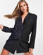 4th & Reckless Pinstripe Mix Blazer Dress In Black