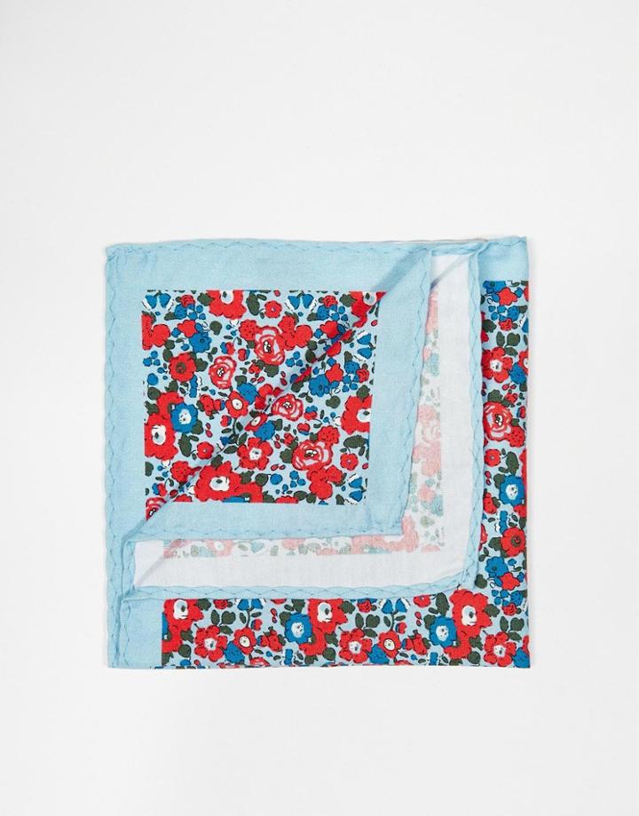 Selected Homme Pocket Square In Floral - Blue