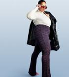 Asos Design Curve Space Dye Rib Flare Pant In Oxblood-red