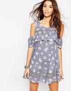 Asos Gingham And Daisy Sundress With Tape Trim - Multi