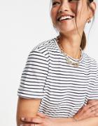 Whistles Emily Striped T-shirt In White