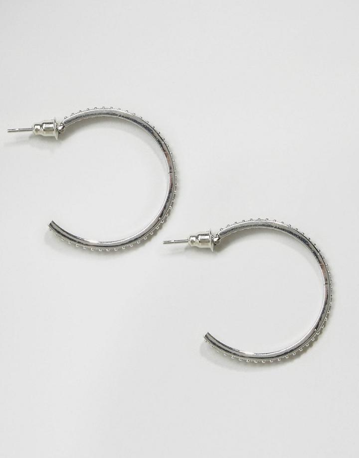 New Look Crystal Hoops - Silver