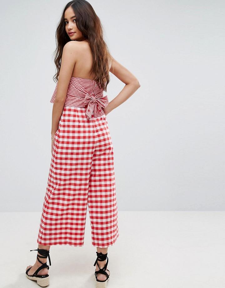 Asos Jumpsuit With Contrast Gingham Bodice - Multi