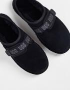 Ugg Dune Slippers With Logo Strap In Black Suede