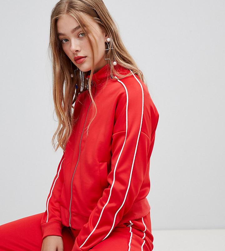 New Look Piped Ring Pull Sweat Top Two-piece - Red