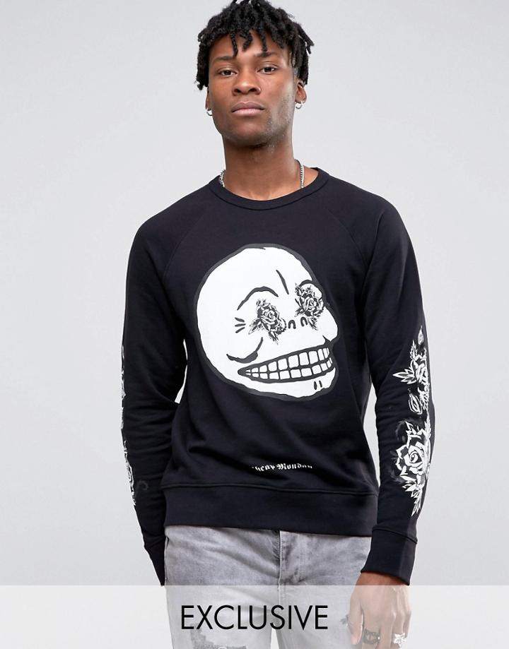 Cheap Monday Black And White Rose Sweater - Black