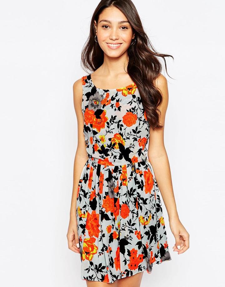 Oasis Rose Printed Sun Dress - Multi Blue
