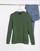 Asos Design Organic Muscle Sweatshirt In Khaki-green