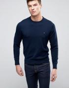 Tommy Hilfiger Crew Sweater Cotton Small Logo - Navy